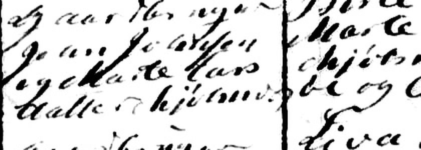 Close crop of the handwritten parents' column: Gaardbruger John Johnsen og Marte Larsdatter Mjølsnes